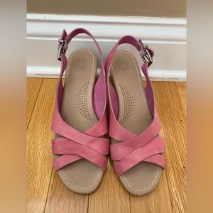 Ugg pink heels sandals size 6.5